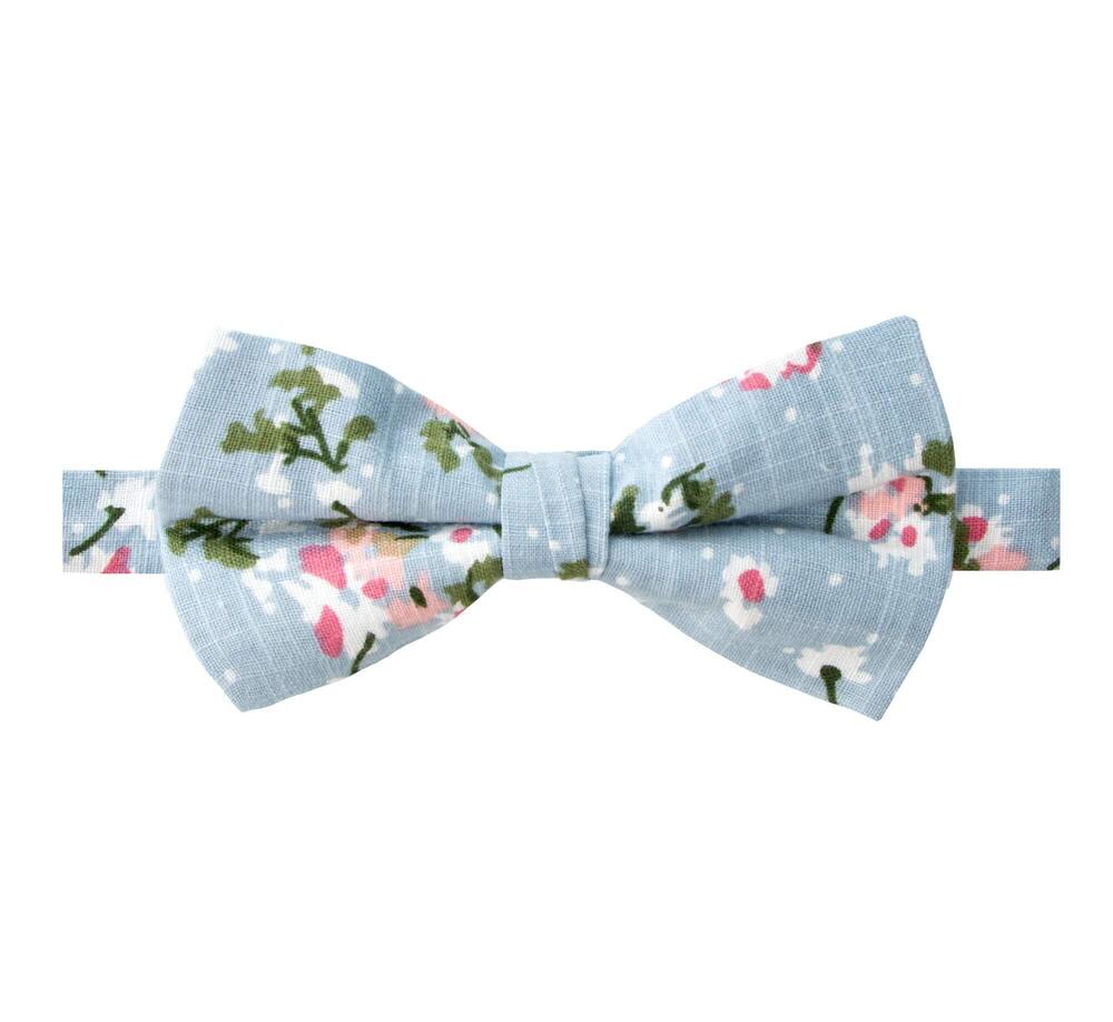 4305 Cotton Floral Print Bow Tie, 19-Light Blue